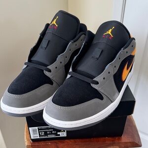 Jordan Men's Low Top Sneakers - Black, Gray & Orange - Brand New, in box